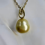 Golden South Sea Circle Pearl 9ct Pendant