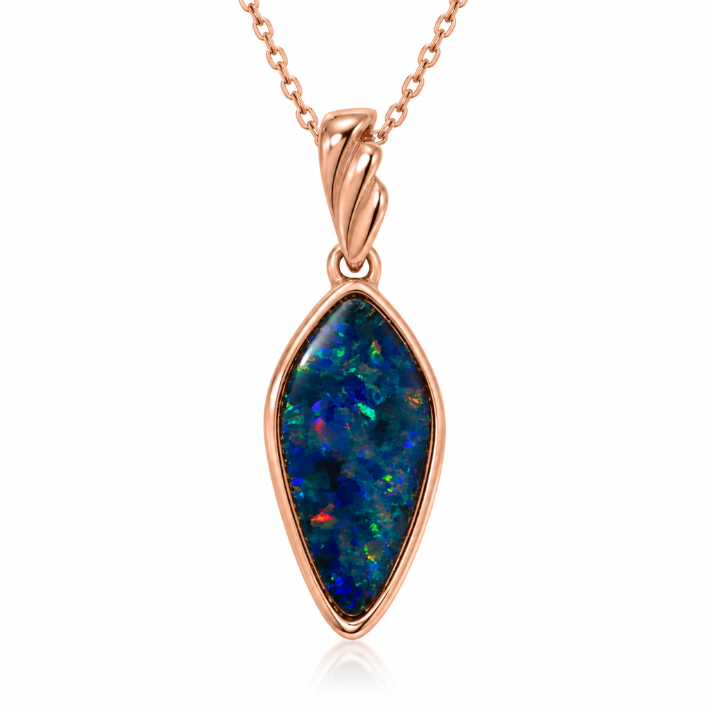 Australian Opal Marquise Wave Rose Pendant