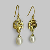 Cultured Freshwater Pearl Boab Tree Earrings Gold