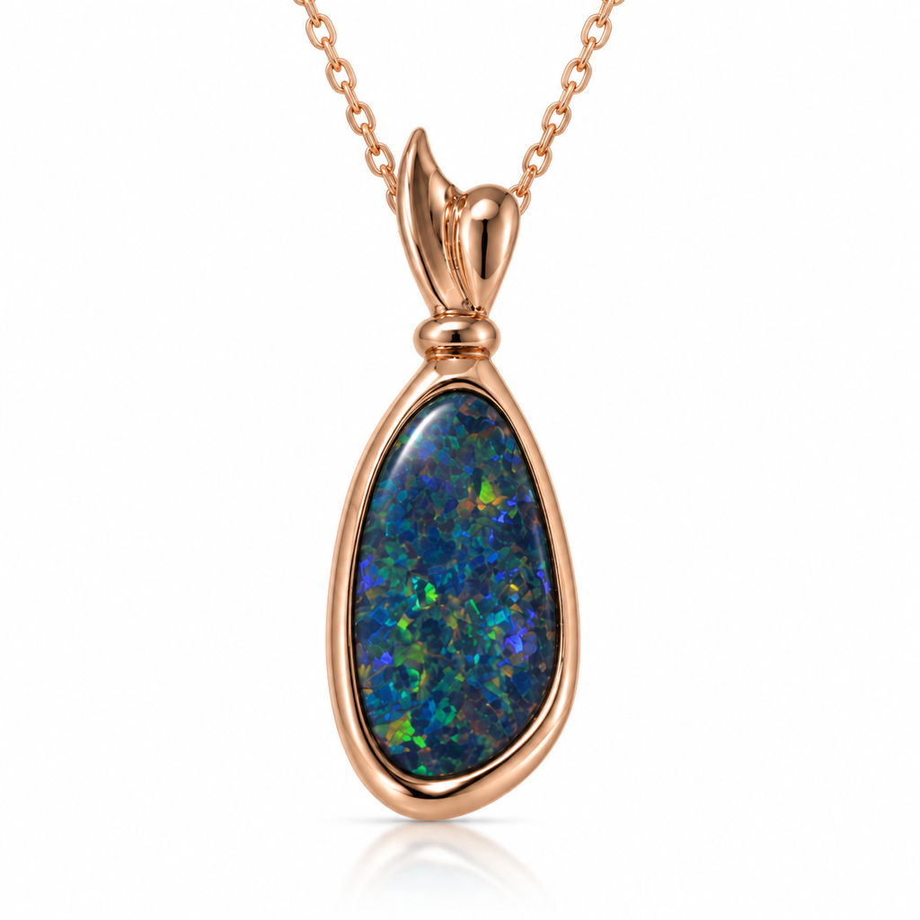 Australian Opal Ocean Tide Rose Pendant