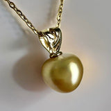 Golden South Sea Strawberry Pearl 9ct Gold Pendant