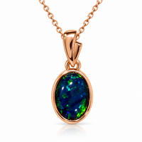 Australian Opal Midnight Tide Rose Pendant