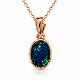 Australian Opal Midnight Tide Rose Pendant