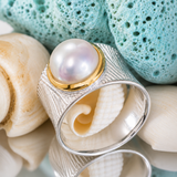 Cultured Freshwater Pearl Sterling Silver 925 Ocean Ring