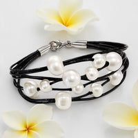 Cultured Freshwater Pearl Black Multi -Strand Bracelet