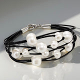 Cultured Freshwater Pearl Black Multi -Strand Bracelet