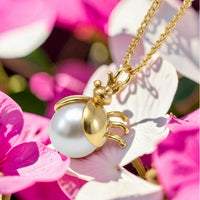 Cultured Broome Pearl Gold Lady Bug 9ct Pendant