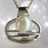 Horizontal Falls Staircase to the Moon Pearl Silver Pendant 