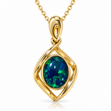 Australian Opal Blue Ocean Golden Tide Pendant