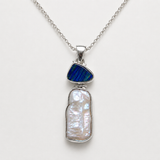 Australian Opal & Baroque Cultured Pearl Sterling Silver Pendant 