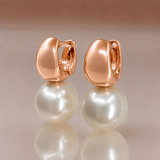 Flawless Broome Oval Pearl Rose Gold Rounded Huggies