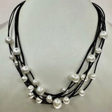 Cultured White Pearl Multi Strand Necklace