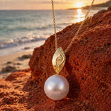 9ct Broome Pearl Necklace Ocean and Earth Pendant 