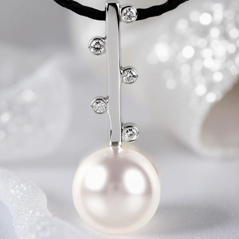 Cultured Freshwater Pearl Staircase Silver 925 CZ Pendant