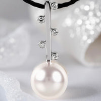 Cultured Freshwater Pearl Staircase Silver 925 CZ Pendant