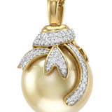 9ct Golden South Sea Pearl Diamond Fancy Heart Pendant