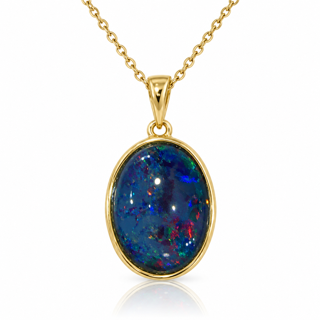 Australian Opal Deep Blue Oval Pendant