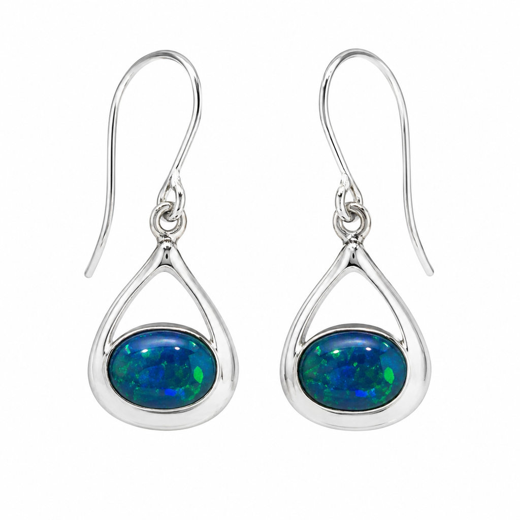 Australian Opal Sterling Silver 925 Drop Earrings