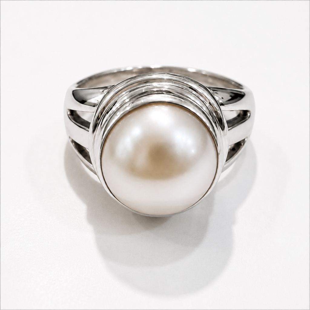 Mabe Pearl Bezel Set Sterling Silver Ring