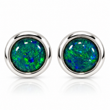Australian Opal Luminous Green and Blue Stud Earrings
