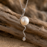 Cultured Freshwater Pearl Mitchell Falls Zirconia Silver 925 Pendant