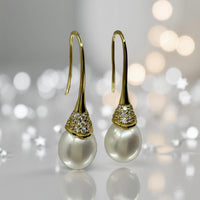 Cultured Freshwater Pearl & Cubic Zirconia Earrings