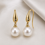Broome Pearl Diamond 18ct Leaf Hook Earrings