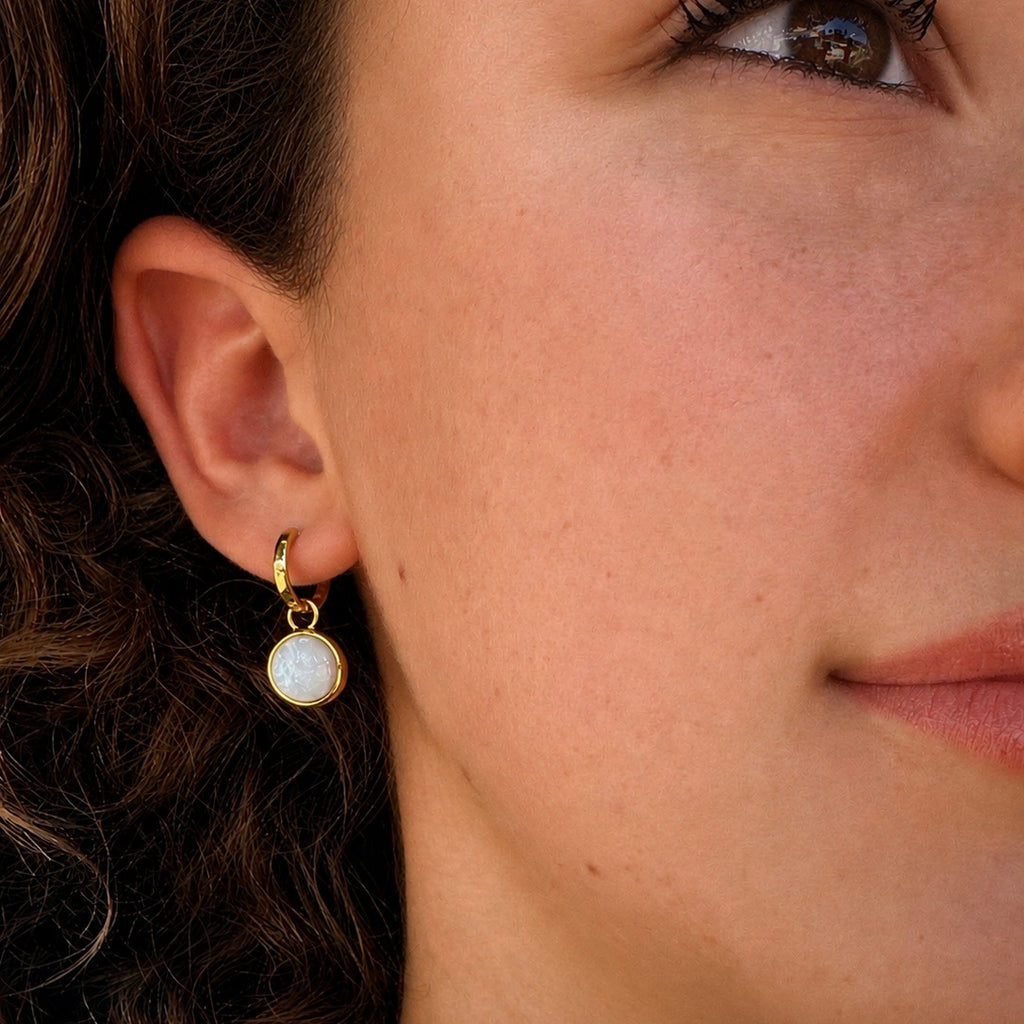 Mother of Pearl Huggie Earrings