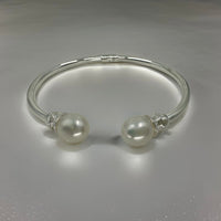 Cultured Freshwater Pearl Hinge Bangle Sterling Silver 50% OFF!