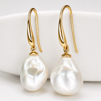 Broome Baroque Pearl Gold Leaf Hook Earrings