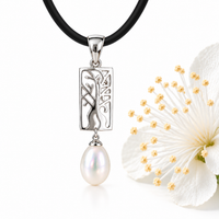 Cultured Freshwater Pearl Boab Tree Rectangular Pendant