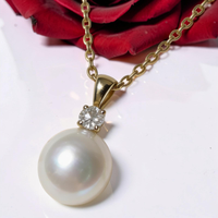 Cultured Broome Pearl 9ct Diamond Pendant