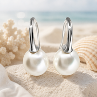 Cultured Freshwater Pearl Shepherd Hook Silver Earrings