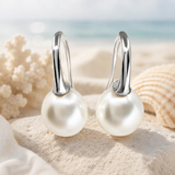 Cultured Freshwater Pearl Shepherd Hook Silver Earrings