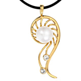 Cultured Freshwater Mangrove Cubic Zirconia Gold Pendant
