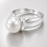 Classic Style Cultured Freshwater White Pearl Ring 925