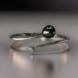 Tahitian Pearl Sterling Silver and CZ Bangle