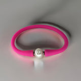 Pink Purple Blue Stretchy Silicone Pearl Bracelets