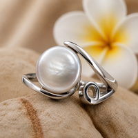 Cultured Freshwater 925 Coin Pearl Ring