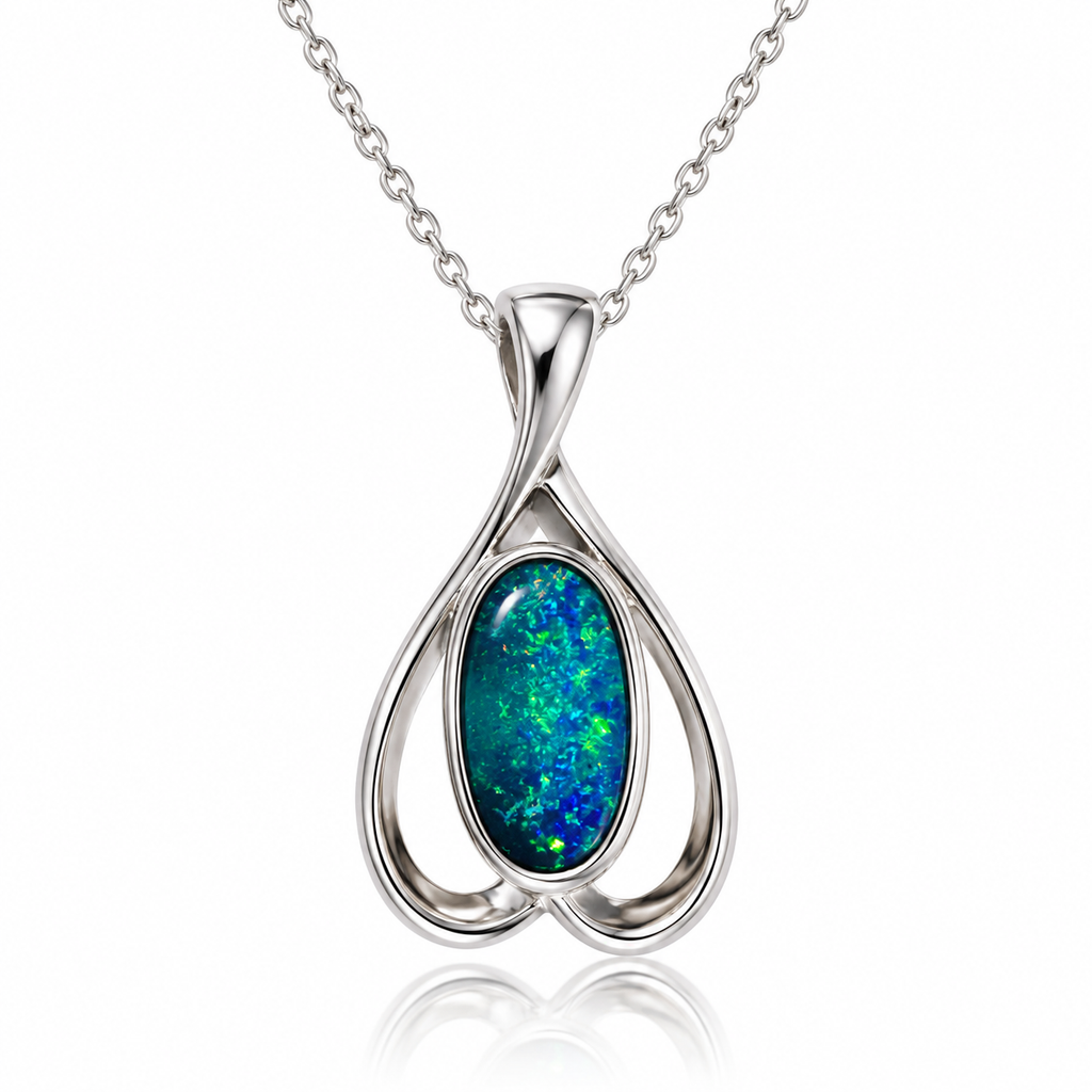 Australian Opal Sterling Silver infinity Drop Pendant