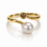 Broome Pearl 9ct Kimberley diamond Ring Pearl: 9mm Broome Pearl, Oval, Lustre:AAA 