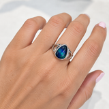 Australian Opal Stunning Blue Green Sterling 925 Split Ring