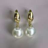 Broome Pearl Diamond 18ct Leaf Hook Earrings