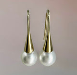 Broome Pearl 9ct Trumpet Hook Earrings