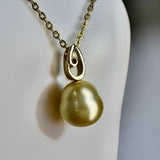 Golden South Sea Circle Pearl 9ct Pendant