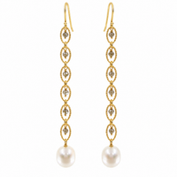 Freshwater Pearl Labradorite Gold Drop Earrings