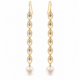 Freshwater Pearl Labradorite Gold Drop Earrings