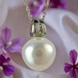 Broome Pearl Pave Set Diamond White Gold Pendant