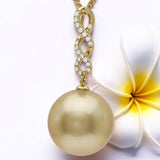 Golden South Sea Pearl 18ct Trinity Diamond Pendant