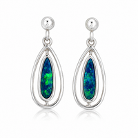 Australian Opal Vibrant Ocean Blue Turquoise Earrings